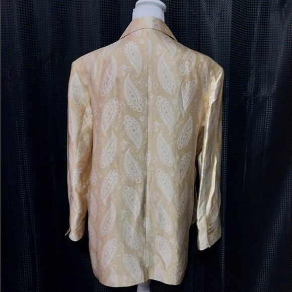 NWOT! TOPSHOP! LINEN & COTTON BLEND GOLDEN YELLOW PAISLEY JACKET, BLAZER! SZ 8 - Picture 5 of 8